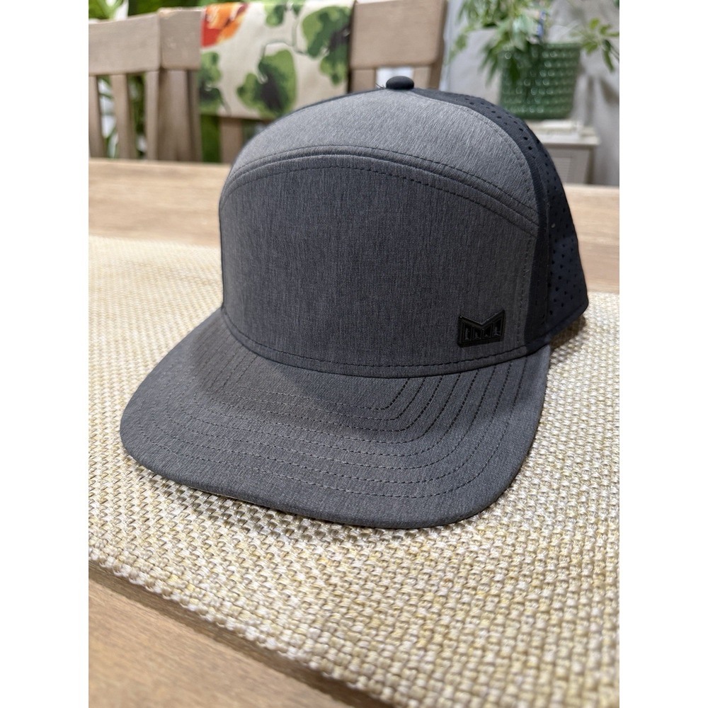 Melin Trenches Hydro Gray Black Performance Snapback Hat Water Resistant Mens